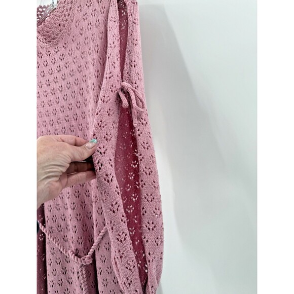 Vintage RARE GORGEOUS Miss Joann California Knit Crochet Pink Split Sleeve "10" - Picture 7 of 13